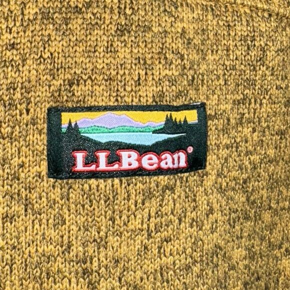 L.L. Bean Sweater Fleece Full Zip Jacket Coat Outdoor Hiking Mustard Men Large - Picture 5 of 10